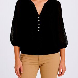 Daniel Rainn Black Ruffled Collar Blouse